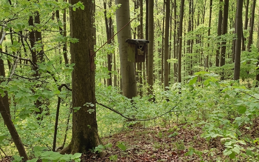 Caja nido en bosque